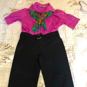 MAGENTA BLOUSE AND BLACK BOTTOMS SET!!